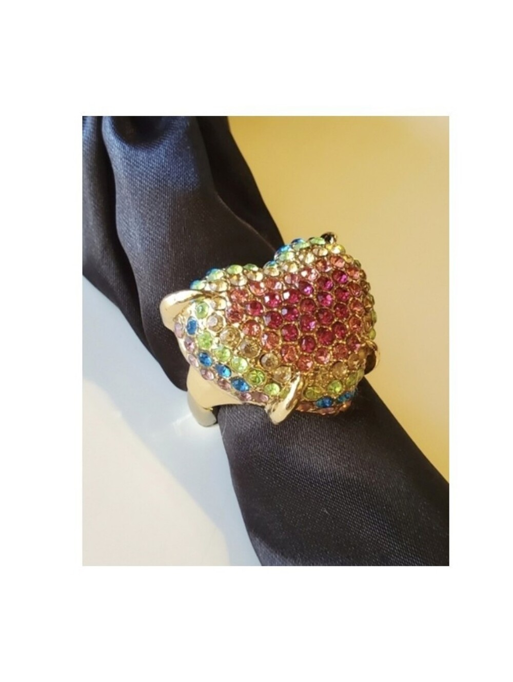 Colorful Heart Stretch Ring with Rhinstones